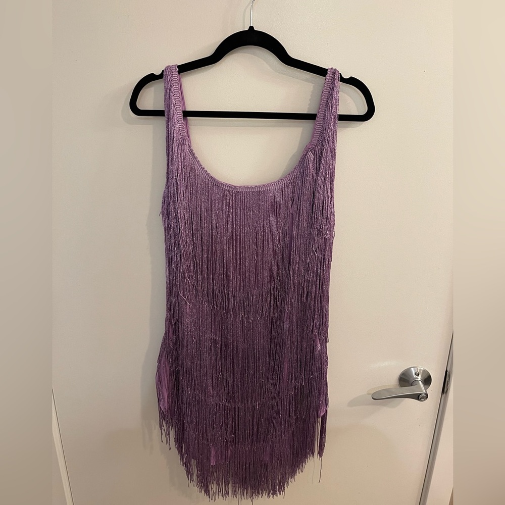 PRETTYTINA PURPLE FRINGE DRESS